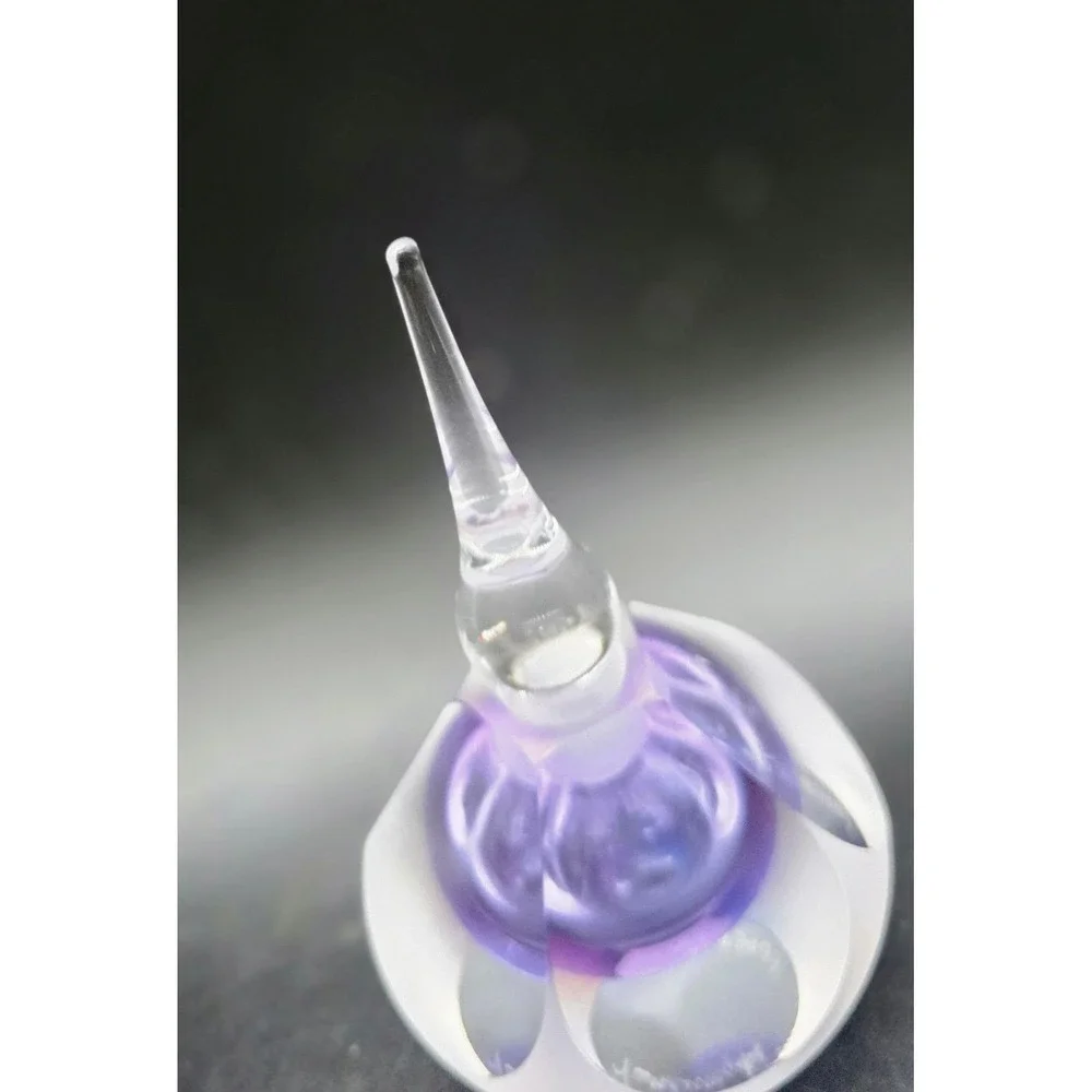 Vintage Vandermark Art Glass Lavender Faceted Perfume Bottle W/ Dauber 4.75